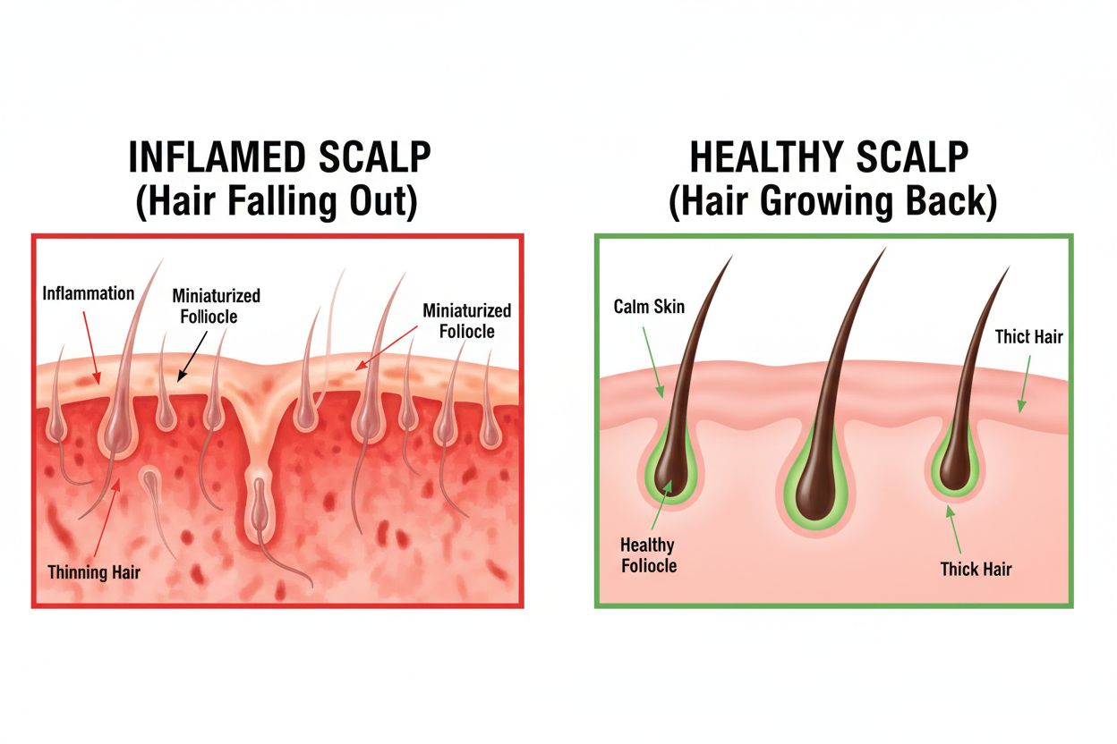Inflamed vs healthy follicle — what scalp inflammation does